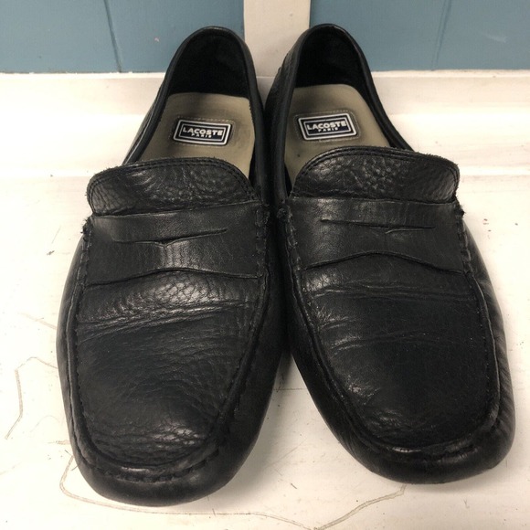 Lacoste PARIS Concours Men\'s Driving Loafers Black Fine Leather 9 Wide -‎ 9.5 main image 3